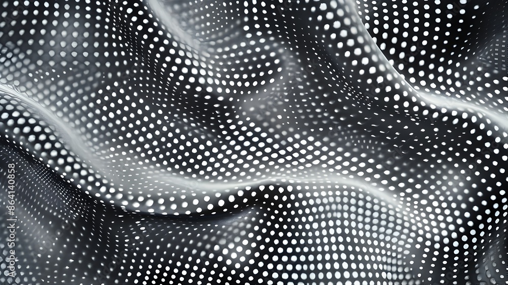 Aufkleber mesmerizing monochrome geometric abstract backdrop with wavy futuristic pattern