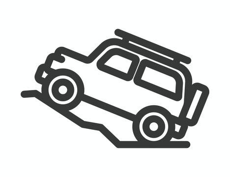Minimal modern off road jeep outline vector icon