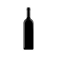 simple black wine bottle silhouette on white background