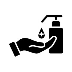 Washing hand with sanitizer liquid soap vector icon color editable