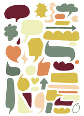 speech bubble Set. color talk bubble text, chat box, in retro style. Frames for texts isolated on white background. Vector illustration