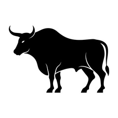 A bull is standing on a white background