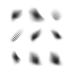 Dotted halftone waves. Abstract shapes, wave effect dotted gradient. Halftone graphic dots waves. Wave dotted halftone. Vector