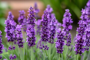 A bunch of purple flowers with green leaves