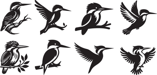 Kingfisher Silhouette Icon Vector illustration