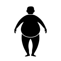 simple black fat man silhouette on white background