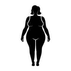 simple black fat woman silhouette on white background