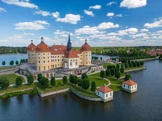 Obraz premium Moritzburg water castle in Saxony - western Germany. The summer residence of King Augustus II the Stark