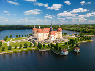 Moritzburg water castle in Saxony - western Germany. The summer residence of King Augustus II the Stark