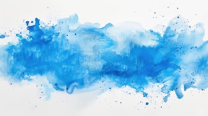 Sky blue watercolor mark on white backdrop