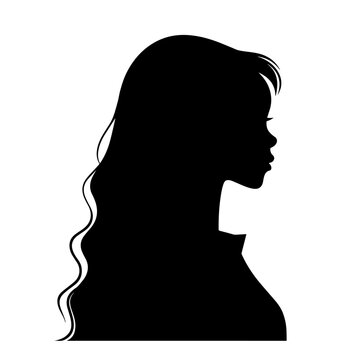 recommend clip art: simple black girl with long hair silhouette on white background