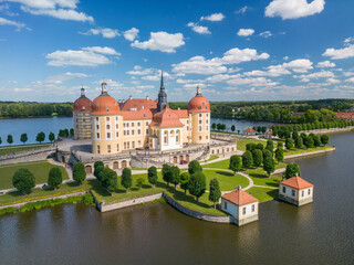 Fototapeta premium Moritzburg water castle in Saxony - western Germany. The summer residence of King Augustus II the Stark