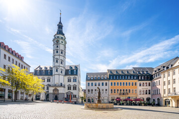 Obraz premium Rathausturm, Marktplatz, Gera, Thüringen, Deutschland 