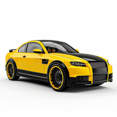 3D Rendering of a Yellow and Black Car on with Background