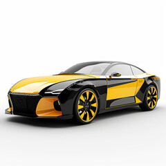 Fototapeta premium 3D Rendering of a Yellow and Black Car on with Background