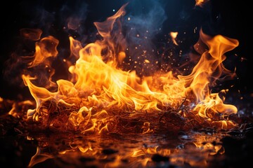 Fire of Fire on Black Background Background, generative IA