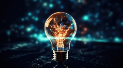 Glowing Light Bulb with Digital Circuitry Inside