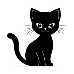 simple black kitten silhouette on white background