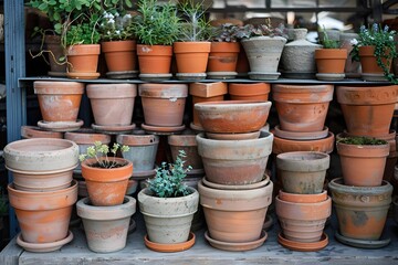 A Collection of Terracotta and Concrete Plant Pots