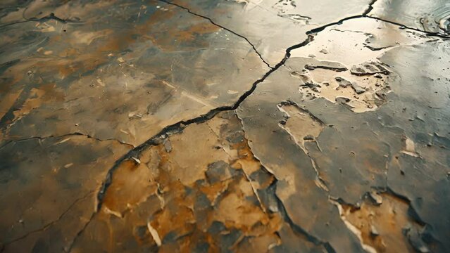 Rustic Details The cracked epoxy flooring captures the rustic charm of the aging floor with visible cracks and chips that add a rugged texture to the oncesmooth surface.