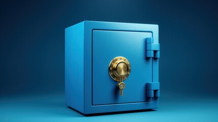 Blue Steel Safe on Blue Background