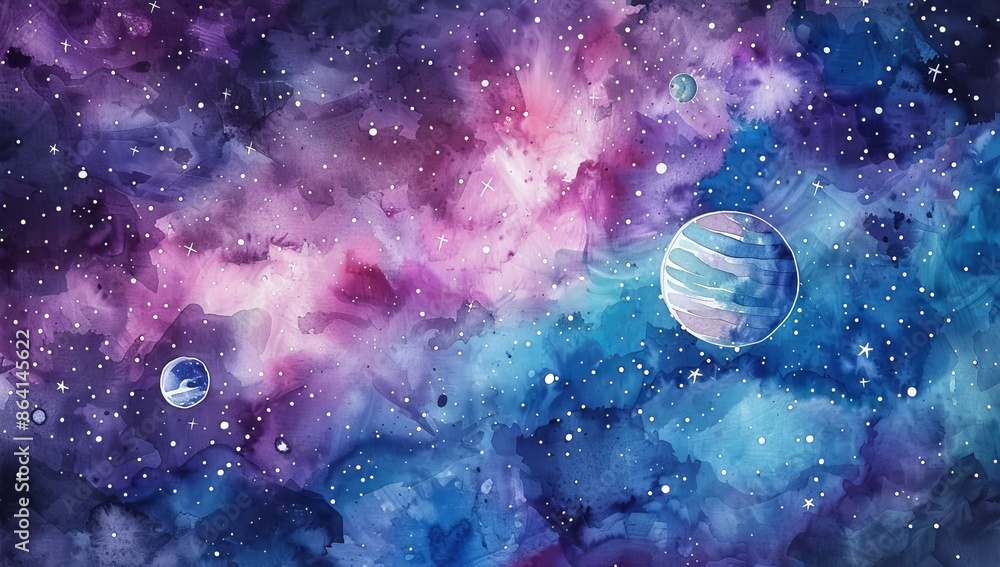 Canvas Prints space background texture with soft colors and abstract watercolors