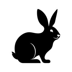 simple black rabbit silhouette on white background