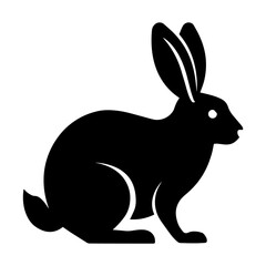 simple black rabbit silhouette on white background