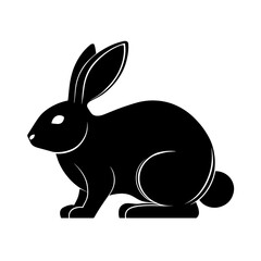 simple black rabbit silhouette on white background