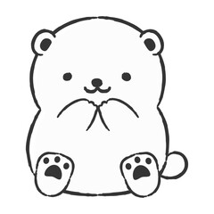 かわいい手描きのシロクマのイラスト