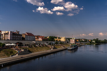 Gorzów , most ,Warta, bulwar , statek