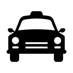 simple black taxi silhouette on white background