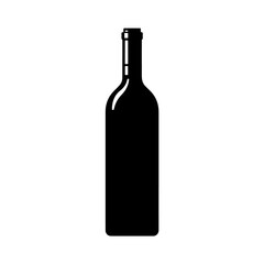 simple black wine bottle silhouette on white background