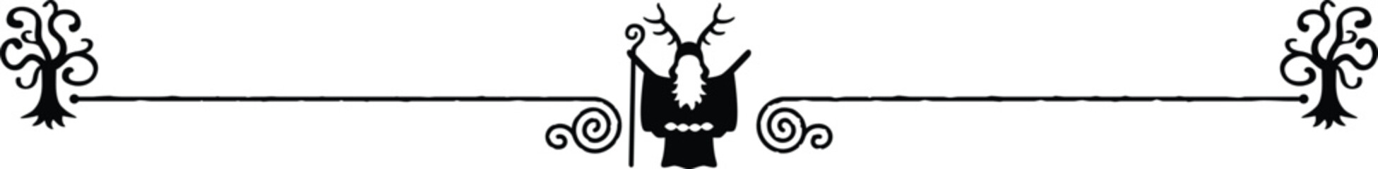 Celtic Tree and Druid Silhouette Header Graphic