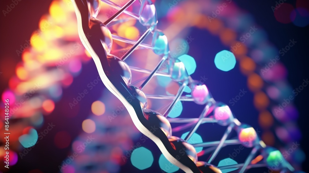 Aufkleber a visually stunning animation of a digital dna molecule, its structure rendered in a vibrant color p