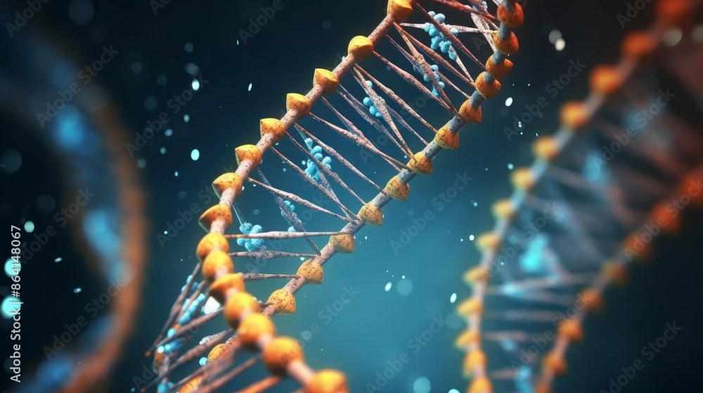 Aufkleber an inspiring animation of a digital dna molecule, its structure symbolizing the power of genetics to