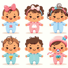 cartoon collection of adorable baby