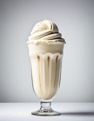 a milkshake with a scoop of ice cream, perfect food photography, flat background