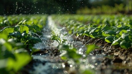 An irrigation system with a simple background highlights its streamlined design and functional efficiency. Ideal for minimalistic agricultural themes.