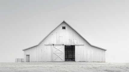 A barn set against a simple background, emphasizing its clean lines and traditional role in agriculture.