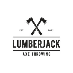 Retro vintage ax logo template design.Logo for business, adventurer, camping badge.
