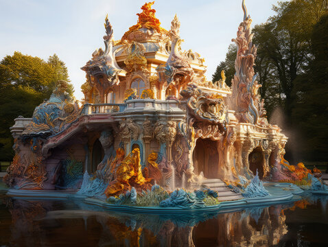 Beautiful Nizhny park in peterhof fountain samson tearing the lions mouth