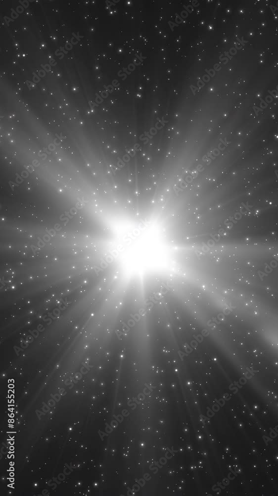 Aufkleber traveling through monochrome star field in space. motion. deep space background with glowing star an