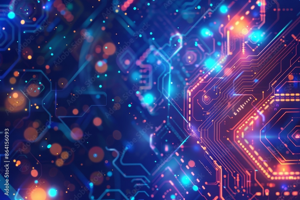 Poster modern abstraction of technology background, virtual reality communication network cyberspace busine