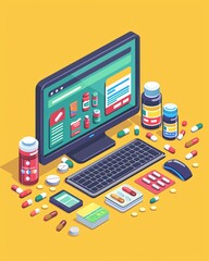 Online ordering medicines concept