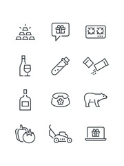 Bar chart,Business man,Button power,Gas stove burner, set of icons, vector illustration