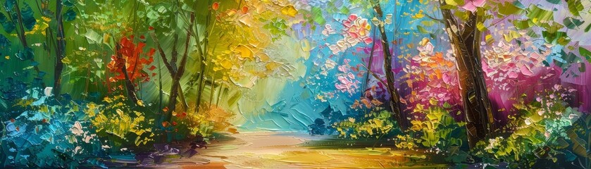 Obraz na płótnie Canvas Paintings of landscapes, spring in the garden, artwork, fine art.