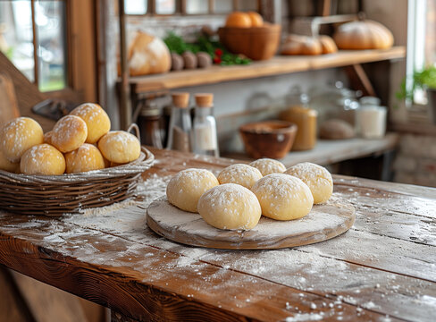 raw bread dought in a bakery