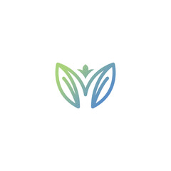 Letter M Leaf Logo Design. M Nature Icon
