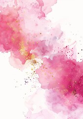 The pink watercolor paint brush glitter gold works as a background for wedding invitations or greeting cards. Beautiful hand-painted texture.